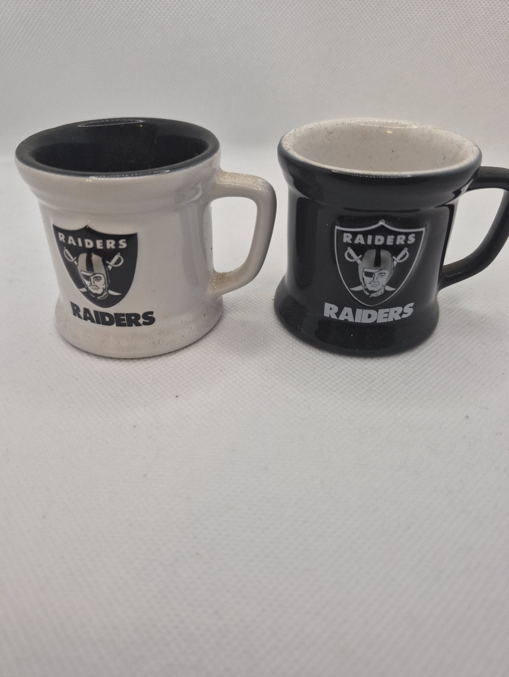 Raiders Ceramic Mini Mugs Shot Glasses - Black & White Set